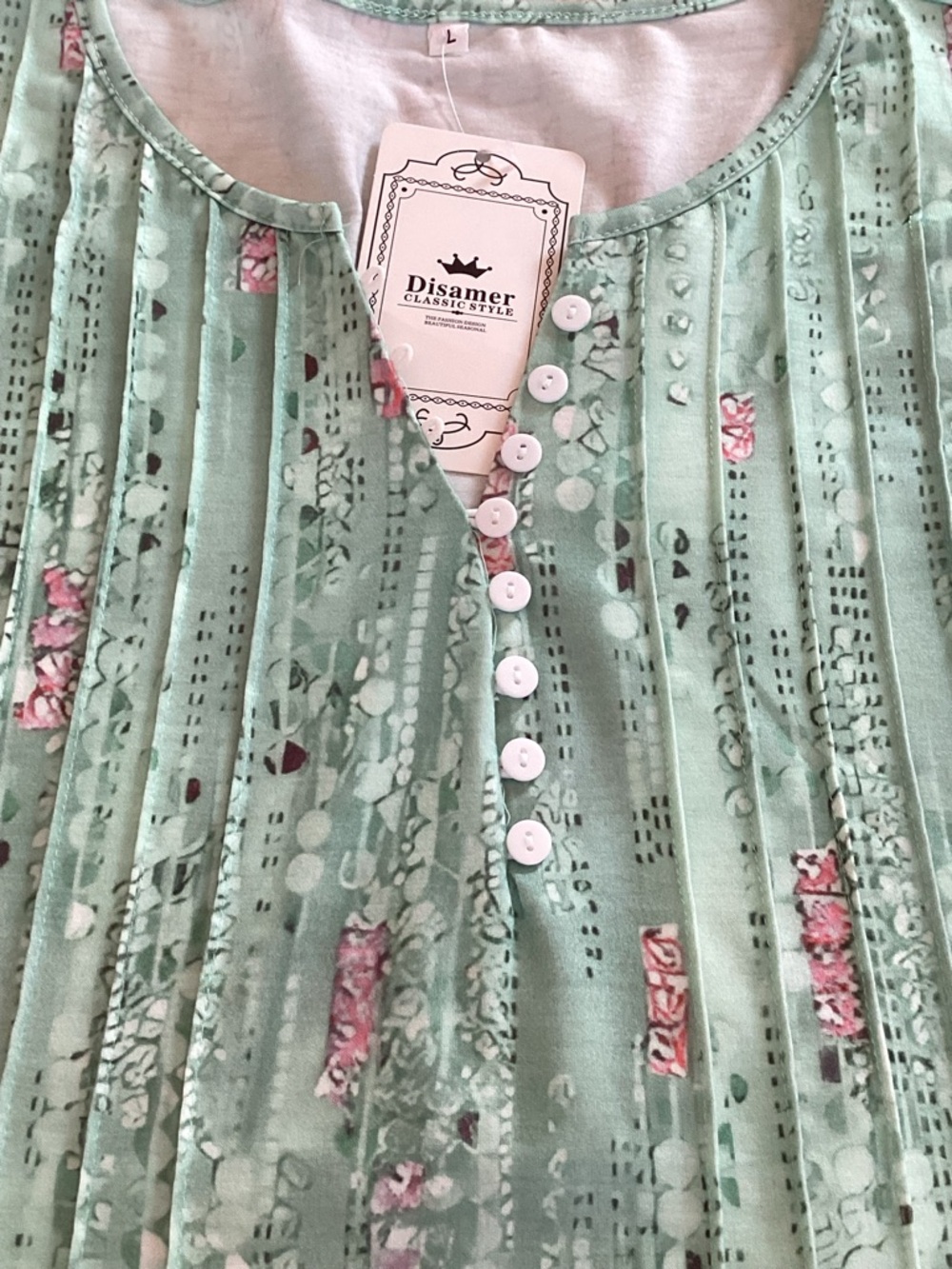 Short Sleeved Henley Neck Cap Sleeve Mint Green Summer Mini Dress Shift Large - Picture 6 of 7